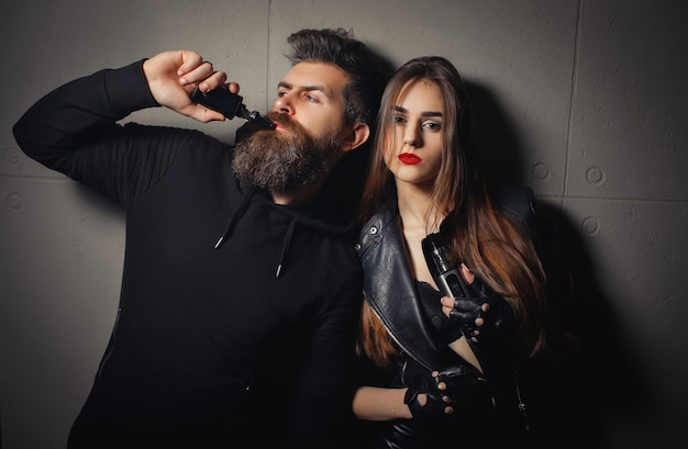 Expressive couple posing indoor