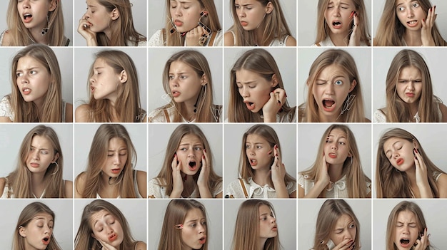 Photo expressive emotes collection stock photography