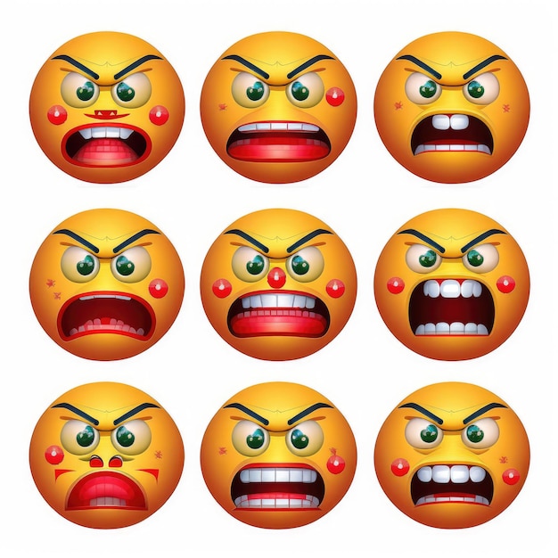 Photo expressive emoticon face angry emojis