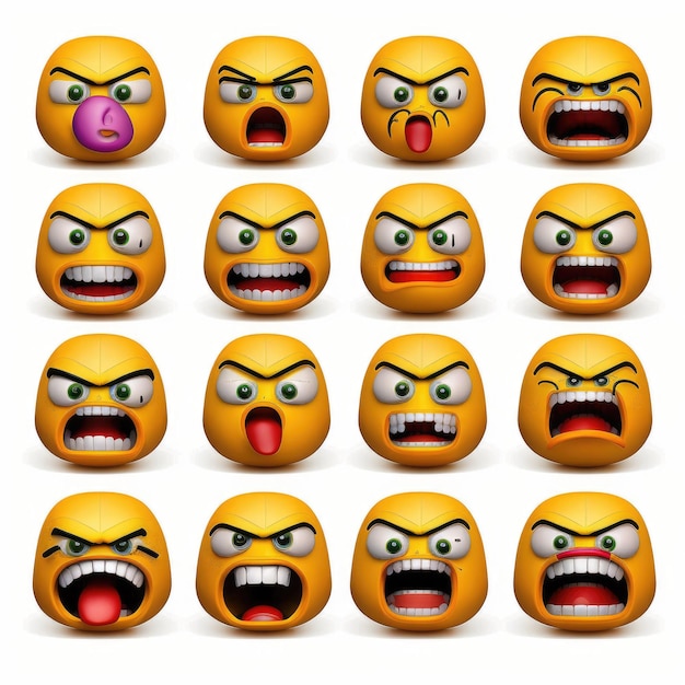 Foto emoticon espressive faccia emoticon arrabbiate