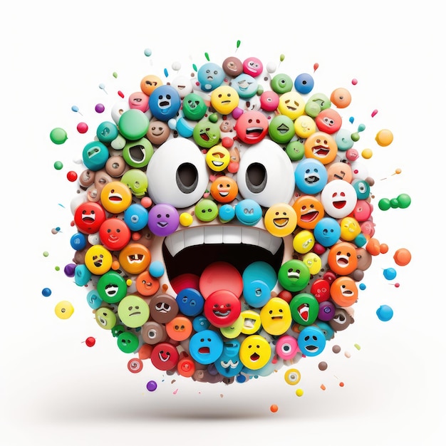 expressive emoticon face emoji colored with ink