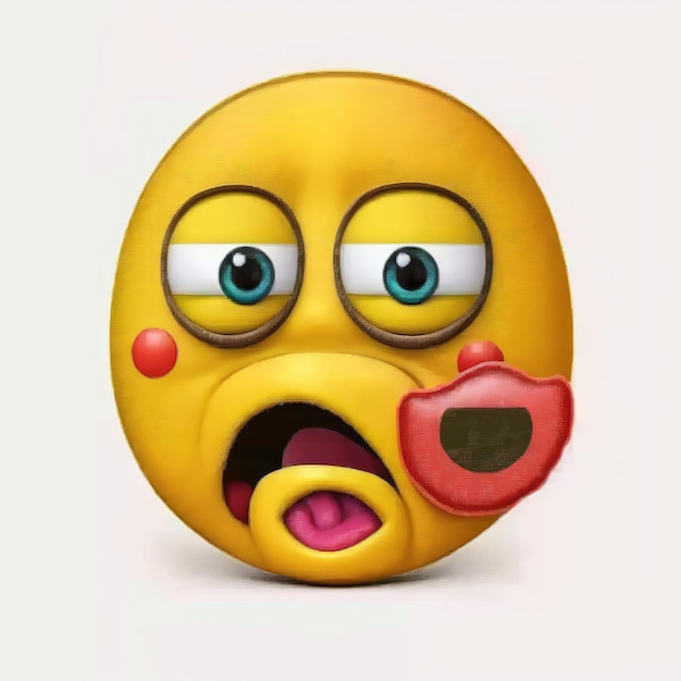 Photo expressive emoticon face funny emojis with open mouth showing tongue