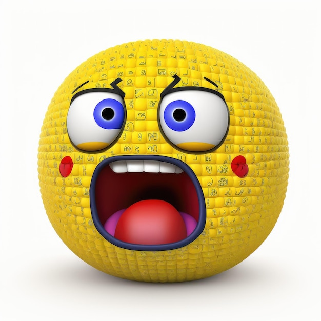 Photo expressive emoticon face funny emojis with open mouth showing tongue