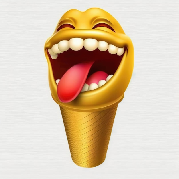 Photo expressive emoticon face ice cream emoji