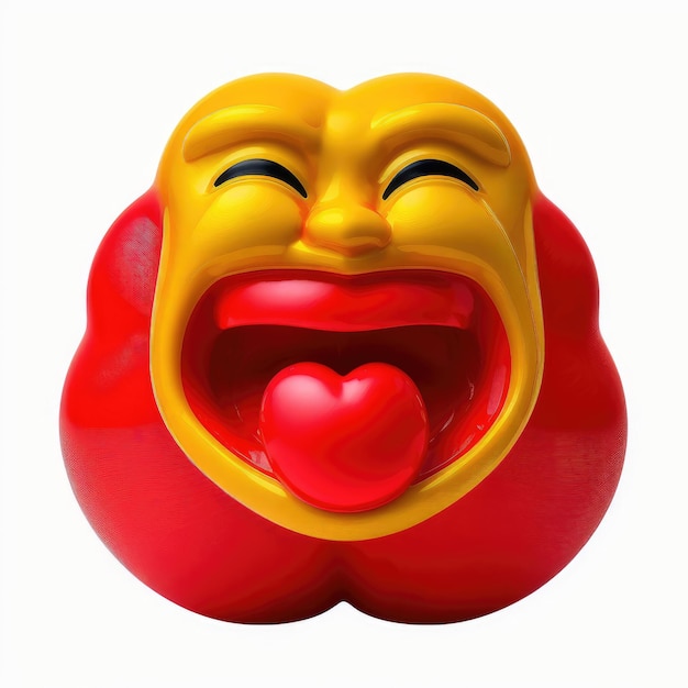 Photo expressive emoticon face open mouth emoji showing tongue