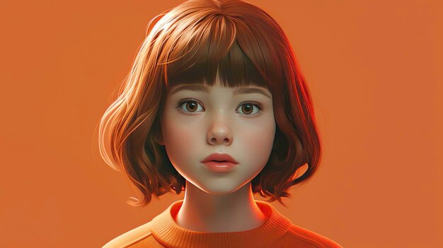 Expressive and Emotional Girl in 3D Illustration generated by AI