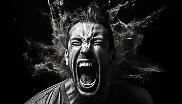 Photo expressive faces portraits of intense emotions in action