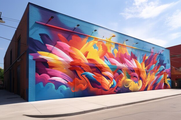 Photo expressive graffiti mural with pride colors generative ai