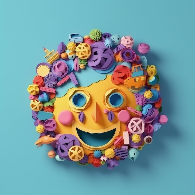 Expressive Paper Cuts Minimalistic 3D Craft Illustration Celebrating World Emoji Day
