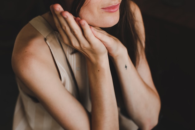 Expressive portrait of a young beautiful woman