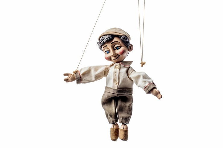 Photo expressive puppet on a clean canvas