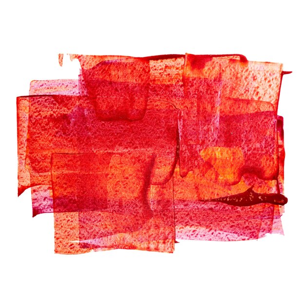 Expressive red brush strokes isolated on the white background. Raster abstract illustration with space for your own text