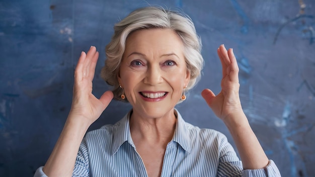 Expressive senior woman posing