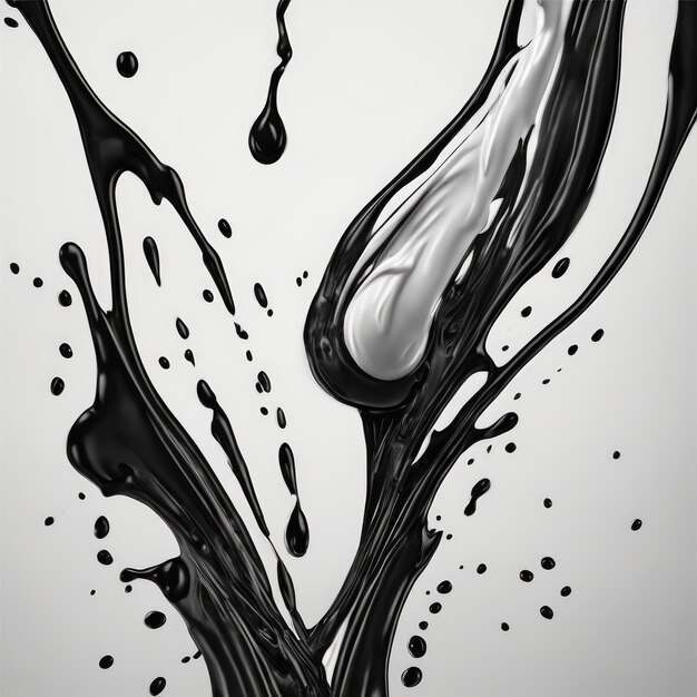 Expressive splashes of milk on a light background