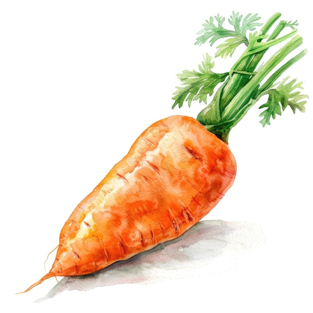 An expressive watercolor painting of a carrot with vivid orange hues