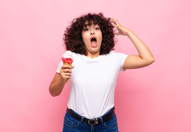 Expressive woman posing in the studio