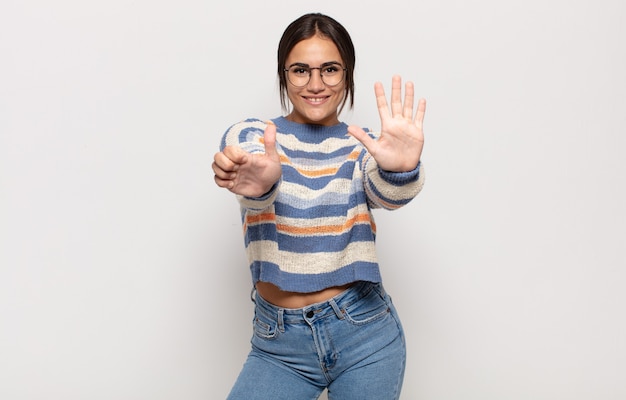 Expressive woman posing in the studio