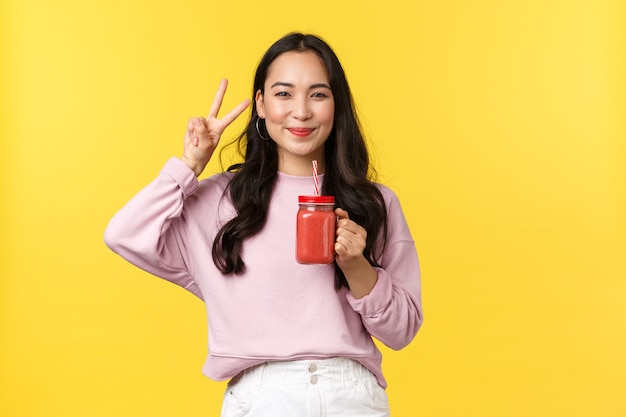 Expressive young Asian girl posing