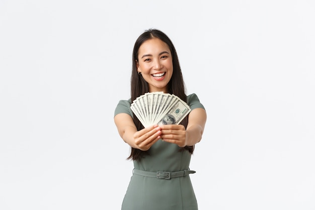 Expressive young Asian woman posing