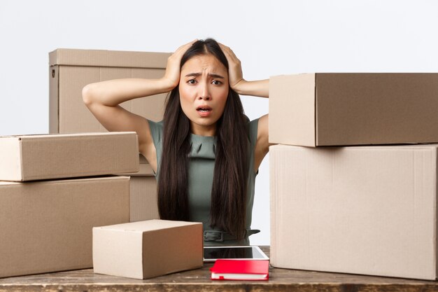 Expressive young Asian woman posing