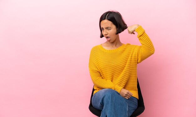 Expressive young beautiful woman posing