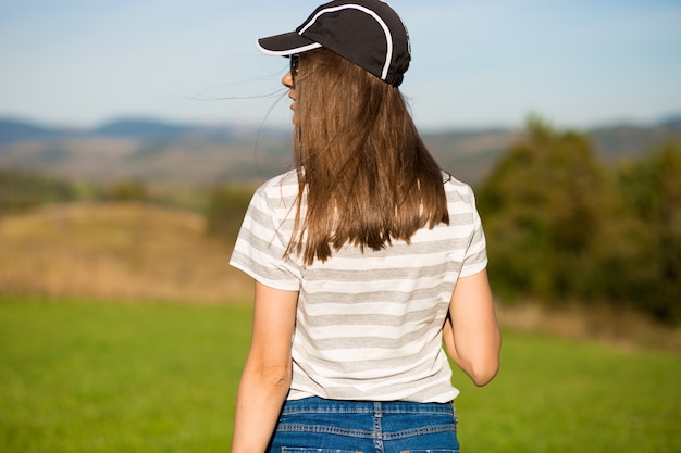 Expressive young woman posing outdoor