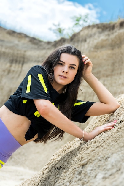 Expressive young woman posing