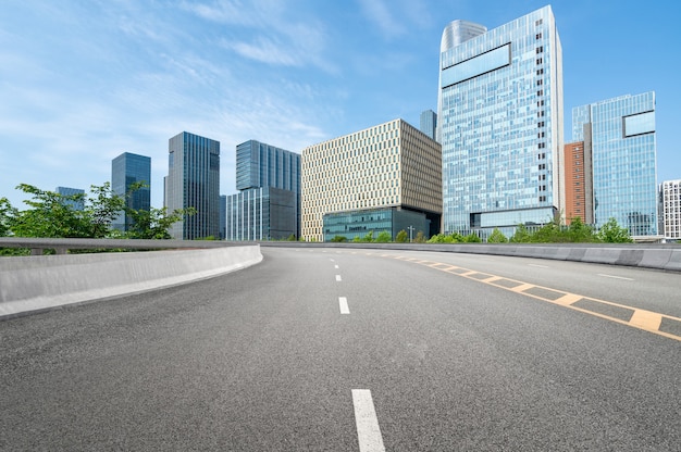 Expressway background and urban skyline