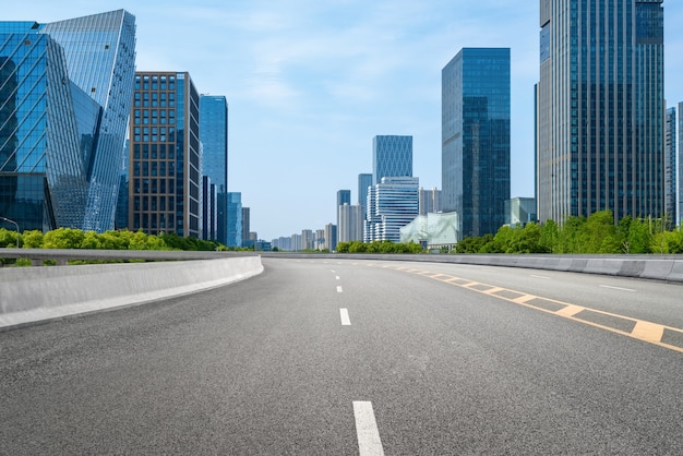 Expressway background and urban skyline