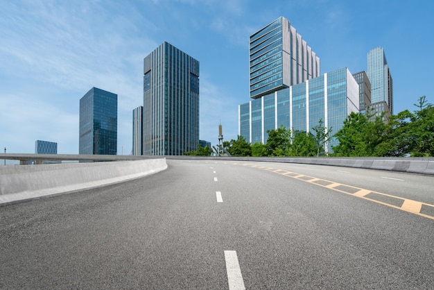 Expressway background and urban skyline