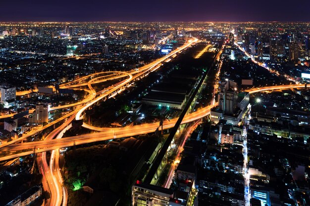 Expressway in downtown at night bangkok thailand