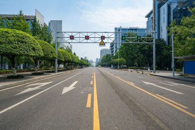 The expressway and the modern city skyline are in Chongqing China