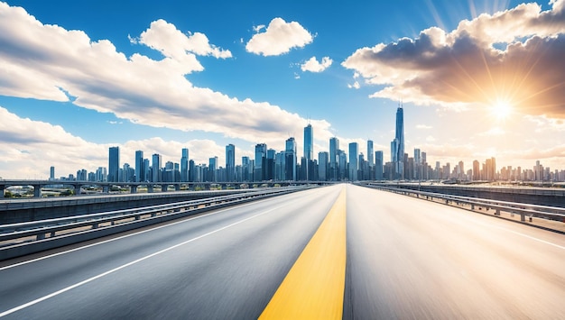 The expressway and the modern city skyline