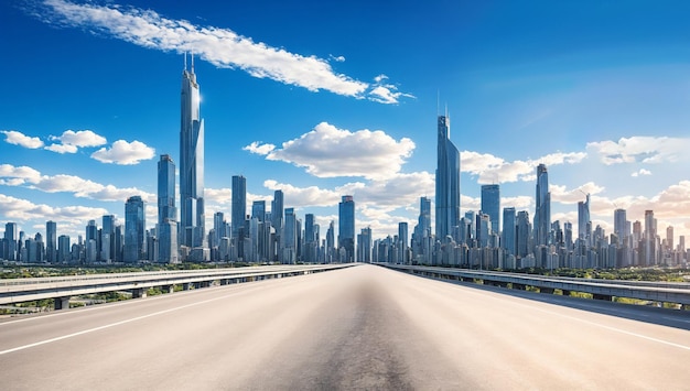 The expressway and the modern city skyline