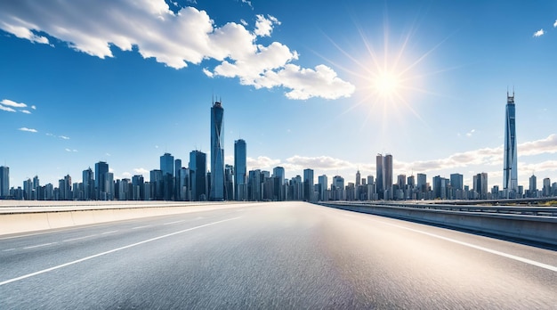 The expressway and the modern city skyline