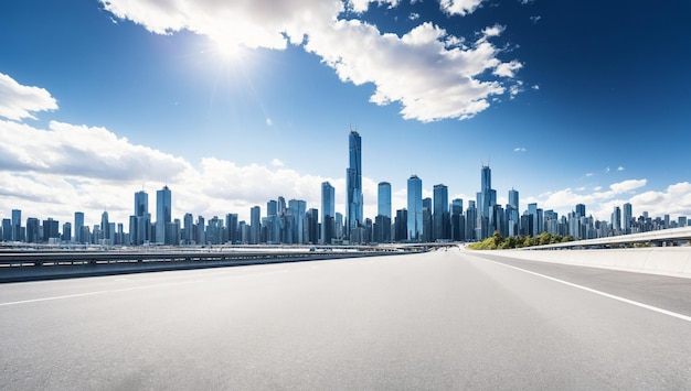 The expressway and the modern city skyline