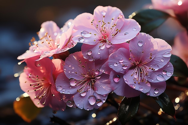 Exquise natuur glinsterende dauwdruppels op bloemblaadjes