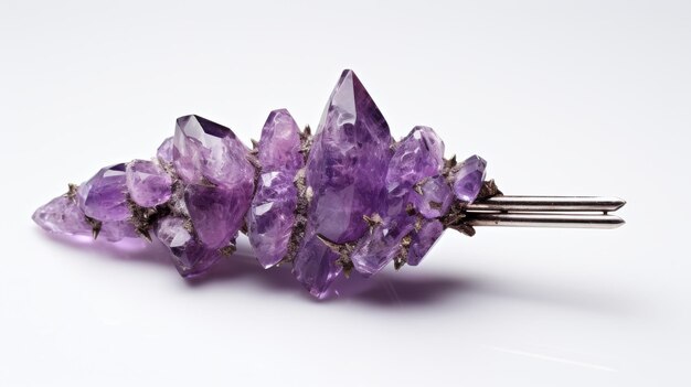 Exquisite Amethyst Hairpin Design on white background