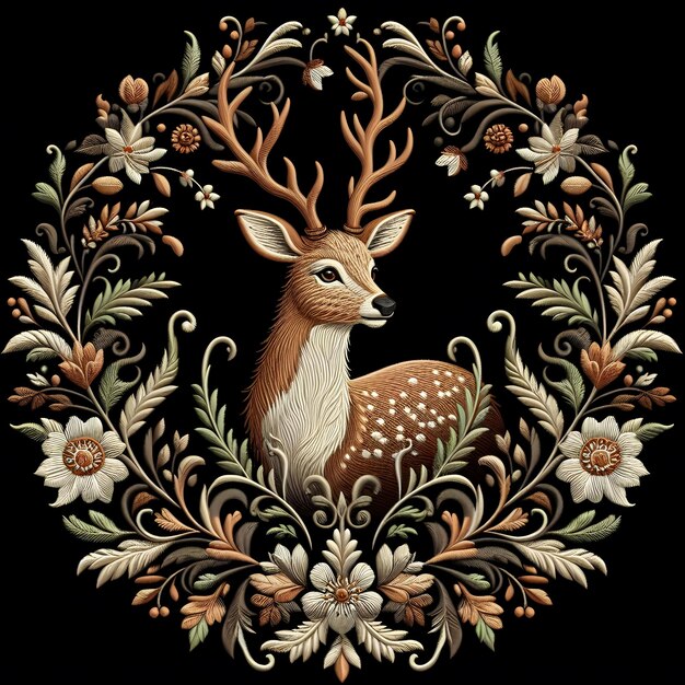 Photo exquisite animal embroidery stunning wildlife designs for craft enthusiasts microstock