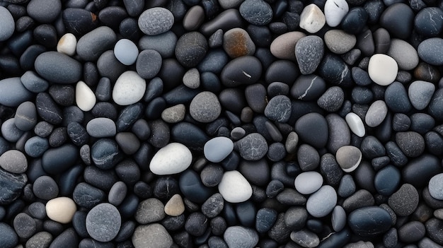 海岸から見事な黒い小石