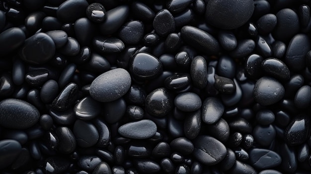 Photo exquisite black pebbles from the seashore