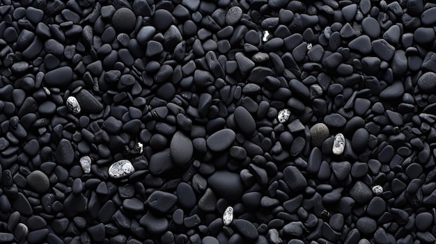 Photo exquisite black pebbles from the seashore