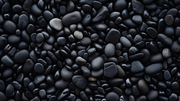 Photo exquisite black pebbles from the seashore