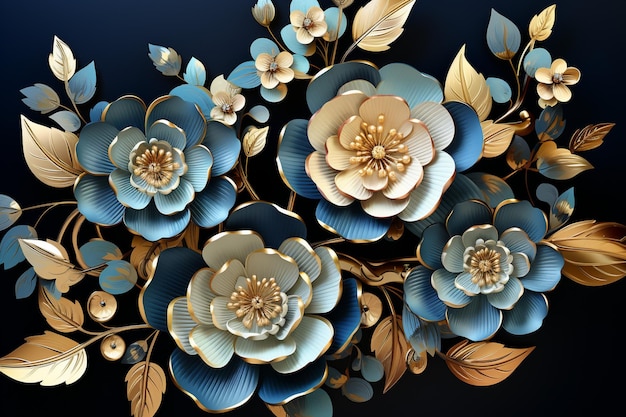 Exquisite Blue Floral Background Design