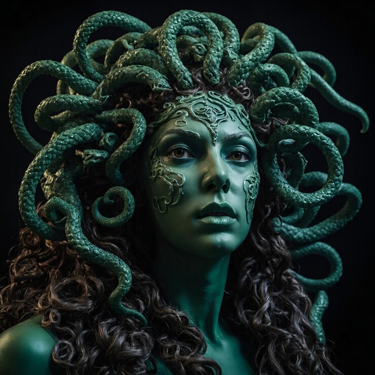 Photo an exquisite capture of the gorgon medusas flowing tentacles and soft glow in the sea