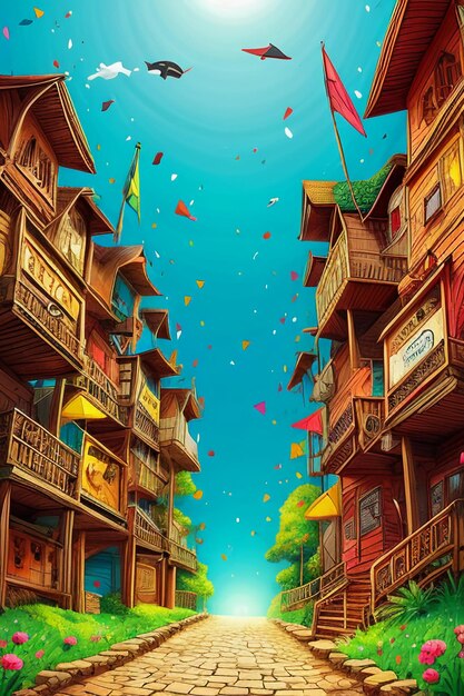 Exquisite cartoon animation style story illustration wallpaper background simple painting