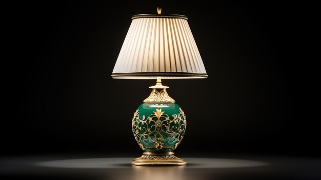 Photo exquisite ceramic green lamp with ornate embroidery and skillful lighting