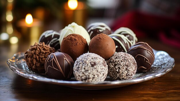 Photo exquisite chocolate truffles