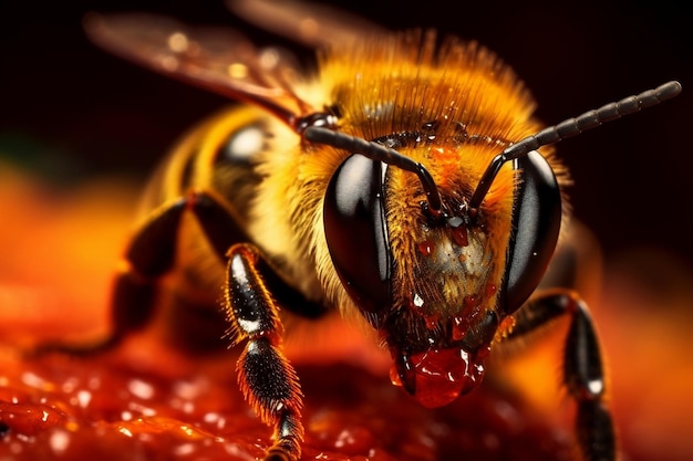 Exquisite CloseUp of a Honey Bee in Extreme Macro Generative AI