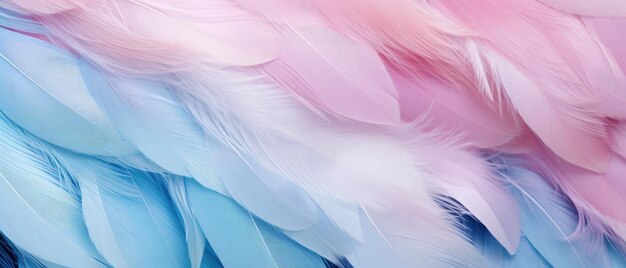 Photo exquisite closeup showcasing delicate pastel pink and bluecolored feathers with silklike texture